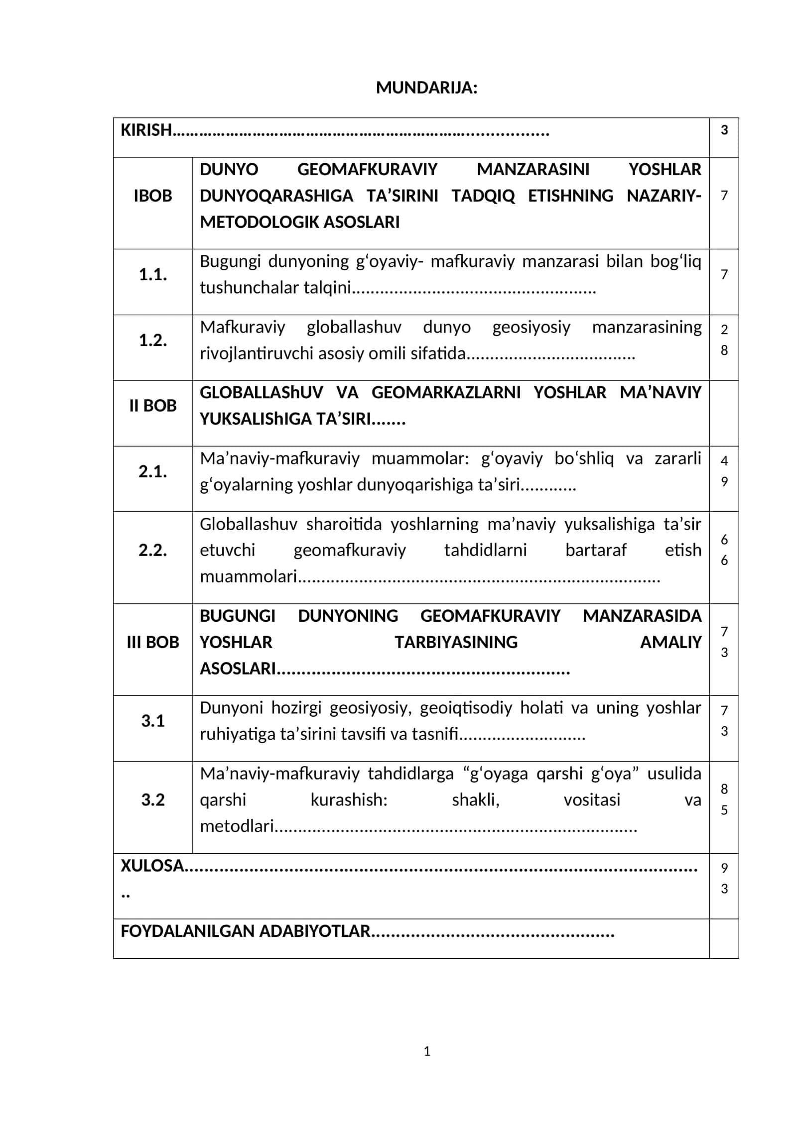 DUNYO GEOMAFKURAVIY MANZARASINI YOSHLAR DUNYOQARASHIGA TA’SIRINI TADQIQ ETISHNING NAZARIY-METODOLOGIK ASOSLARI