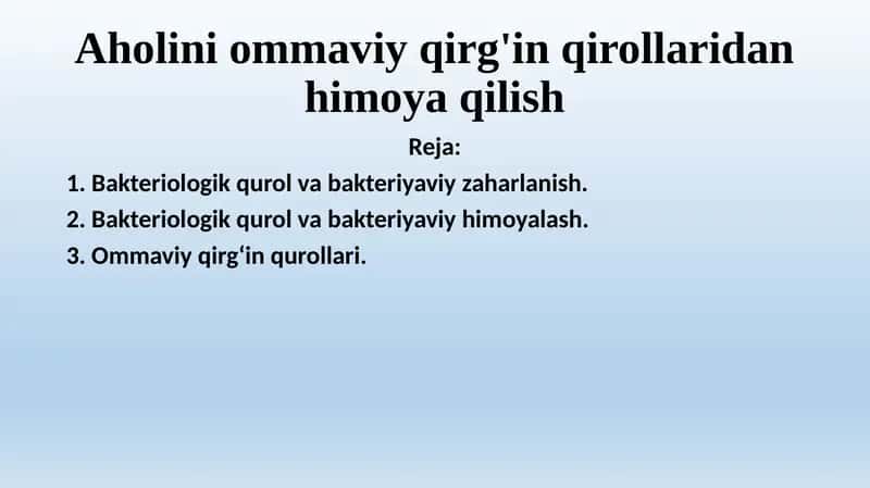 Aholini ommaviy qirg'in qirollaridan himoya qilish