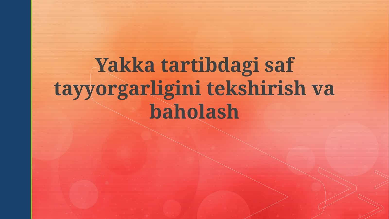Shaxsiy jangovar shaylik tayyorgarligi