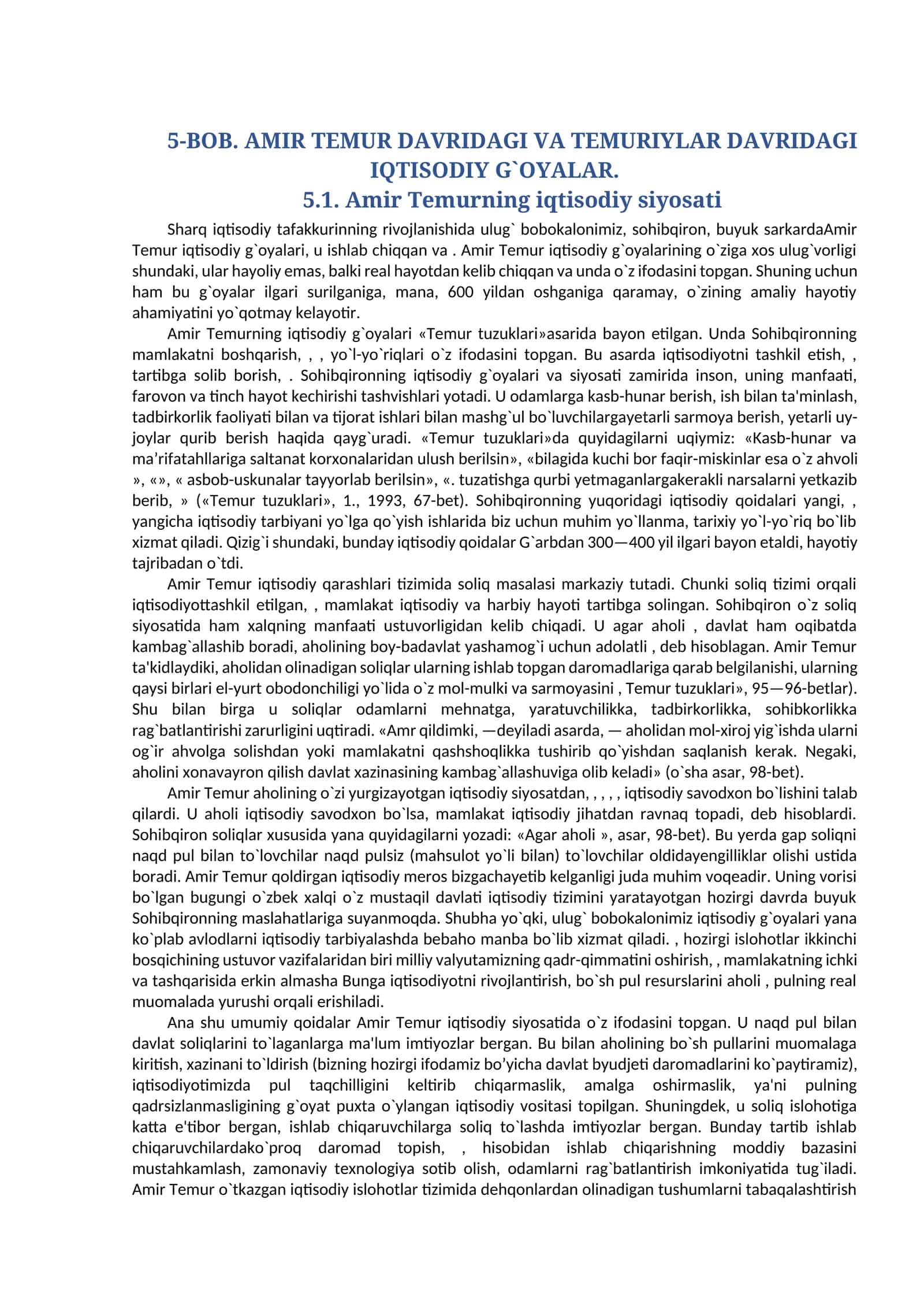 Аmir Temurning iqtisodiy siyosati