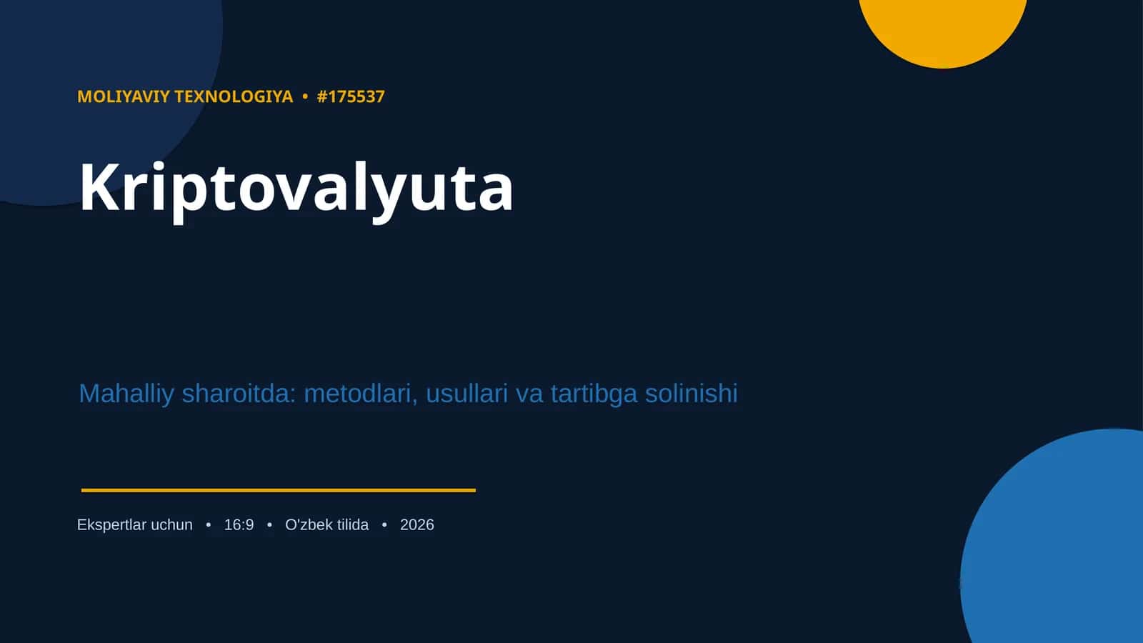 Kriptovalyuta Mahalliy sharoitda