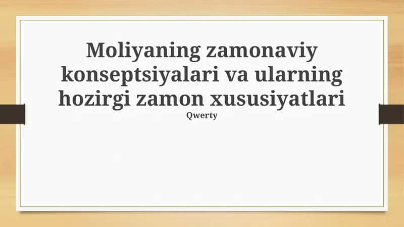 Moliyaviy savodxonlik va ta’lim