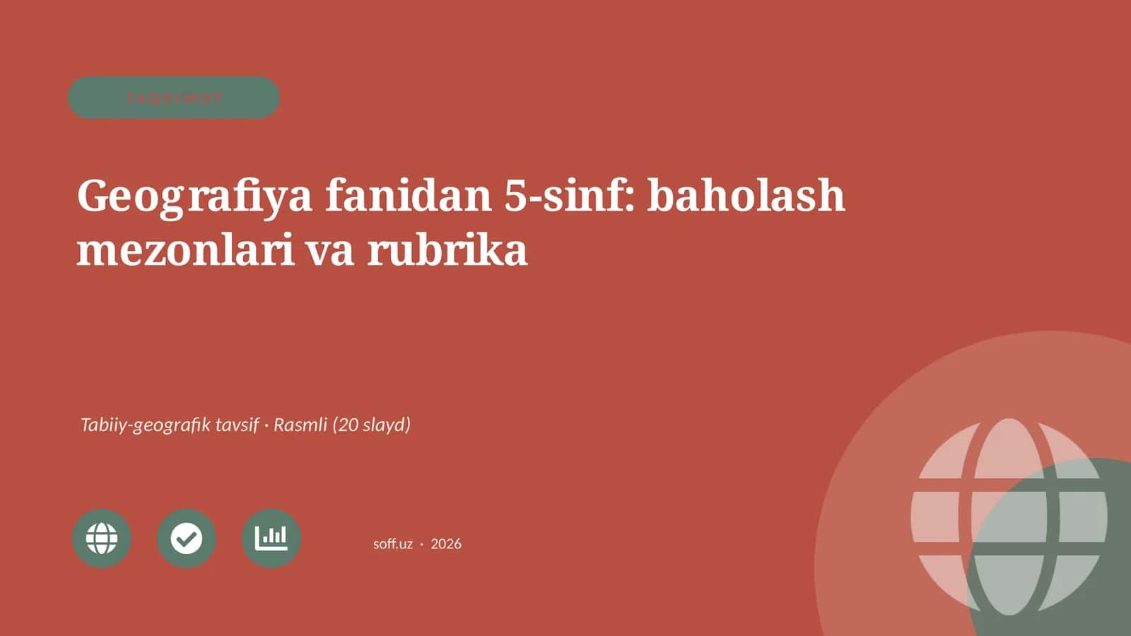Geografiya fanidan 5-sinf: baholash mezonlari va rubrika