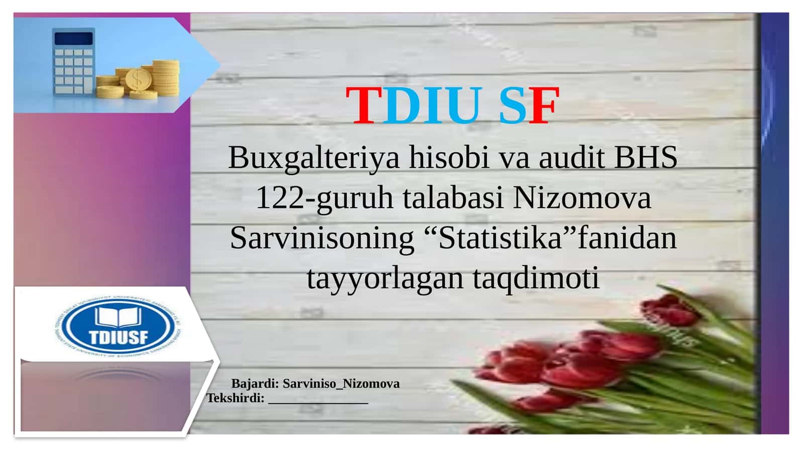 Statistika fanidan taqdimot