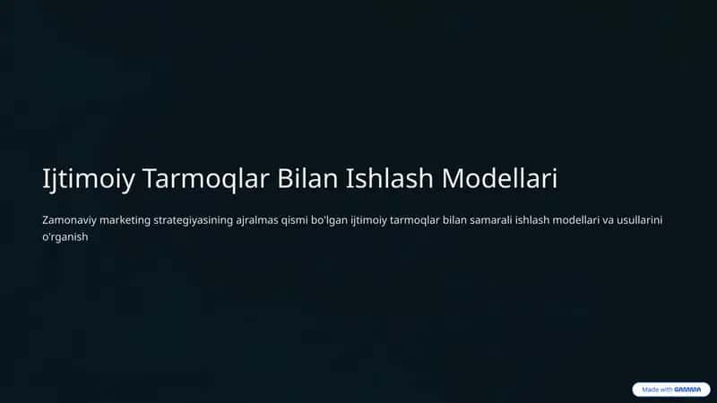 Ijtimoiy Tarmoqlar Bilan Ishlash Modellari