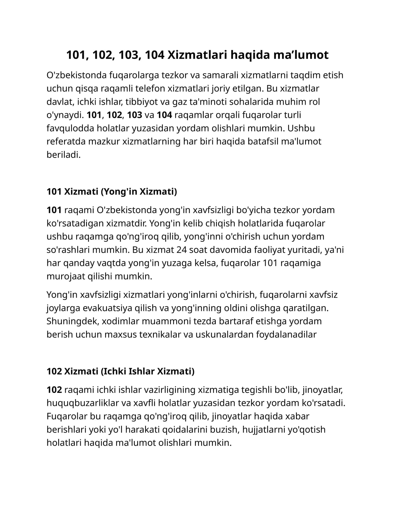 101 Xizmati (Yong'in Xizmati)