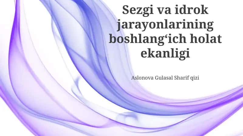 Intuisiya va Idrok Jarayonlarining Boshlangʻich Holati