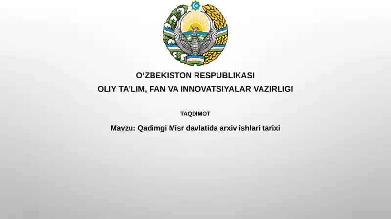 Qadimgi Misrdavlatida arxiv ishlari tarixi