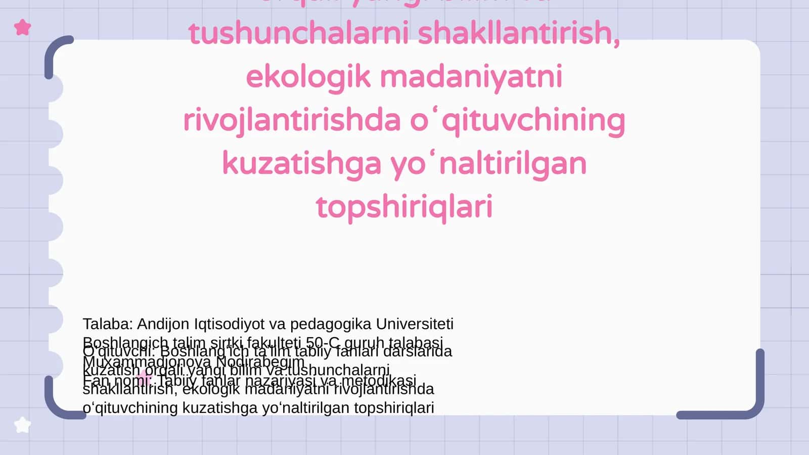 Tabiiy fanlar nazariyasi va metodikasi