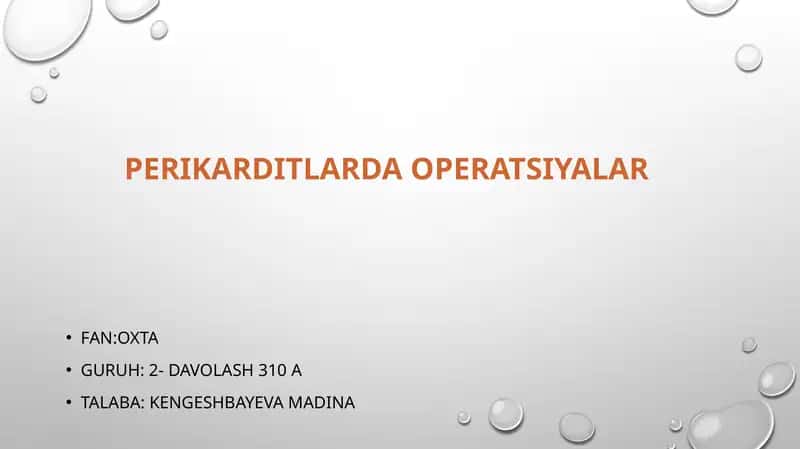 Perikarditlarda operatsiyalar