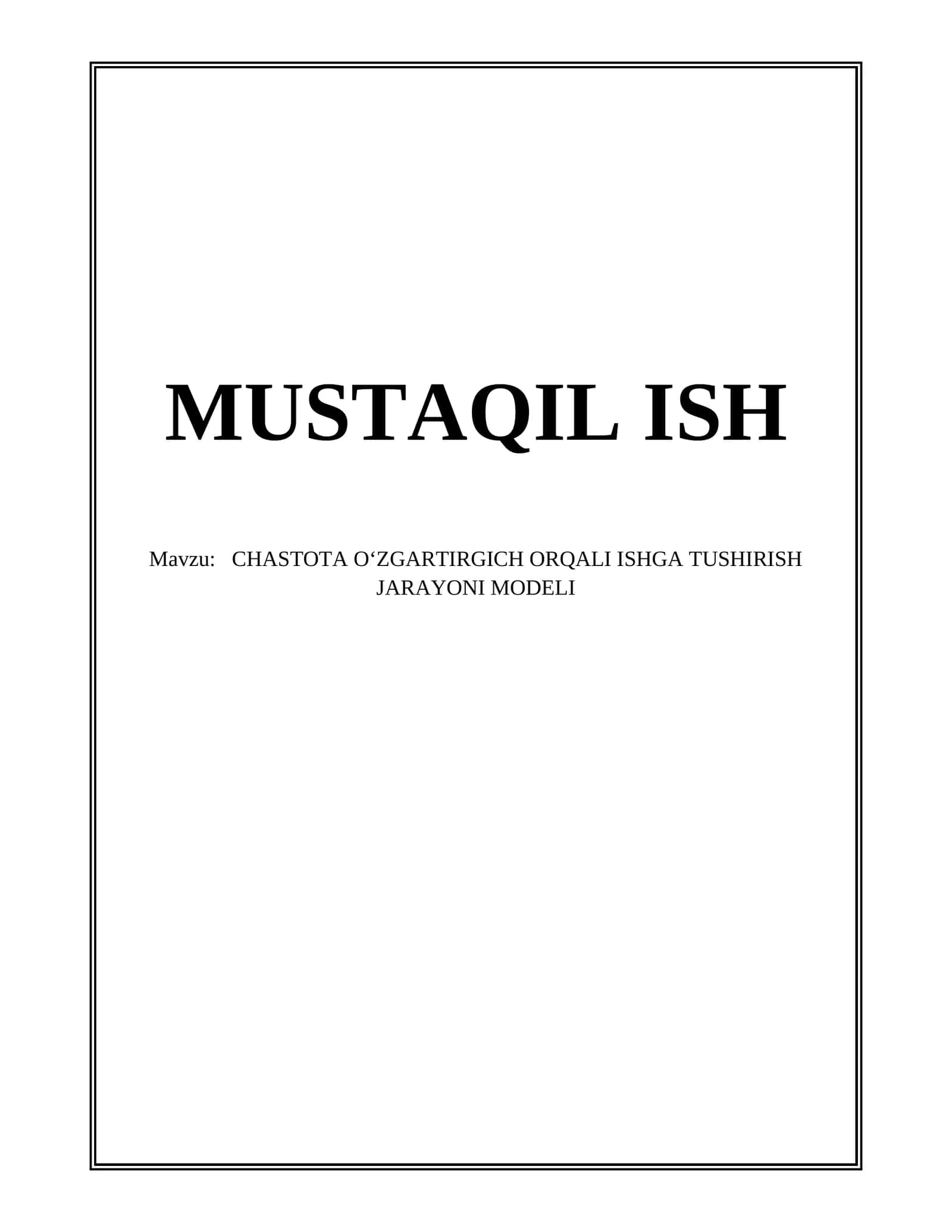 Chastota o‘zgartirgich orqali ishga tushirishning matematik modeli