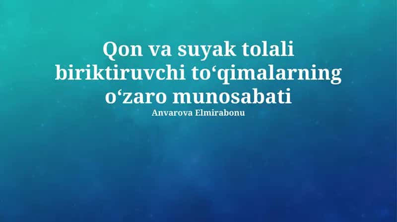 Suyak va tolali biriktiruvchi toʻqimalar
