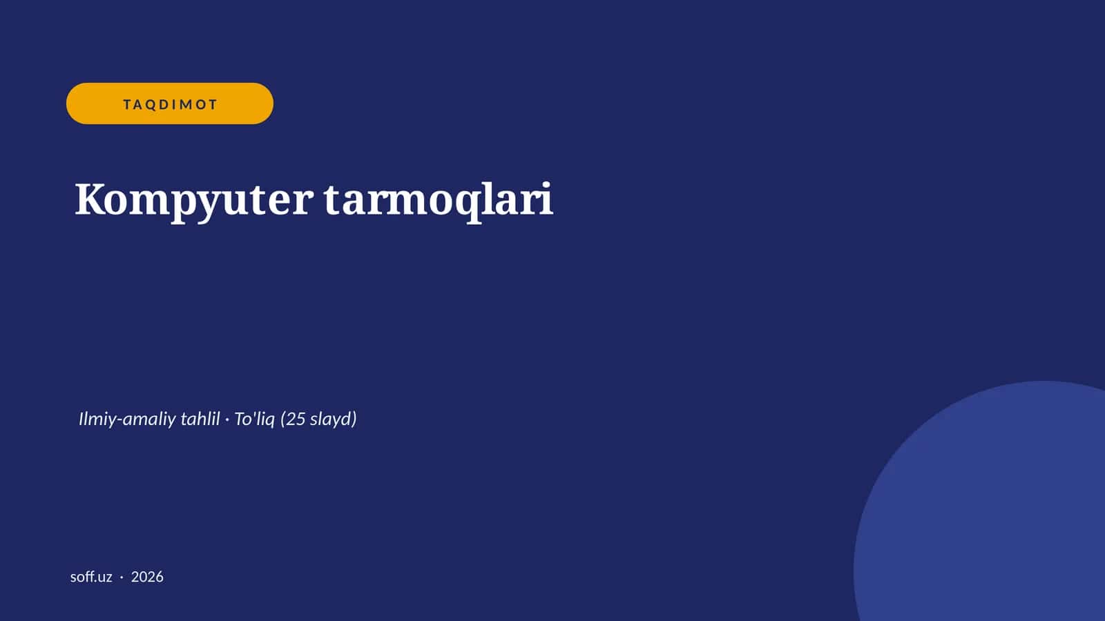 Kompyuter tarmoqlari Ilmiy-amaliy tahlil