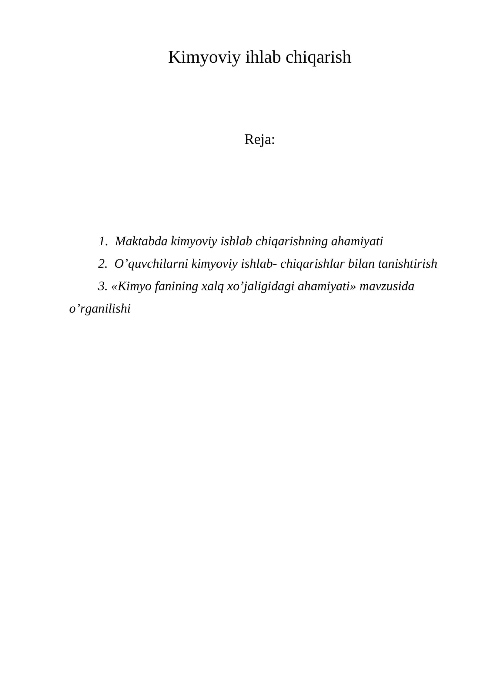Kimyoviy ihlab chiqarish