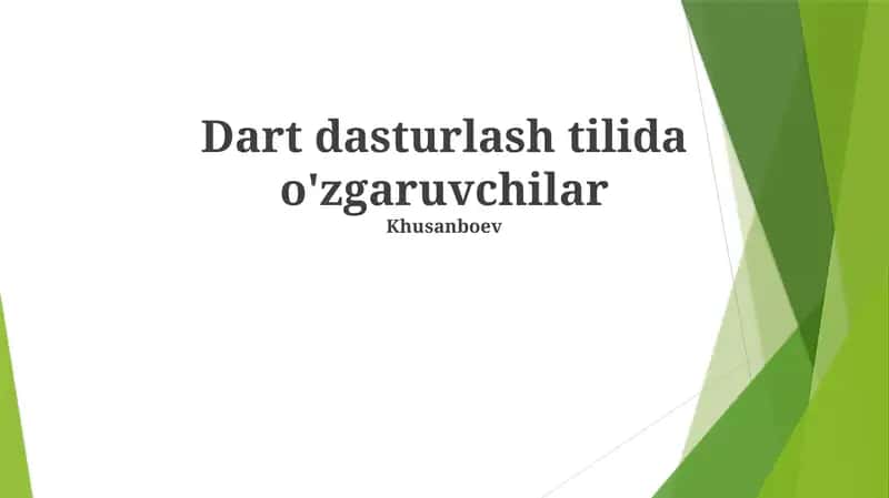 Dartda Ma'lumot Turlari