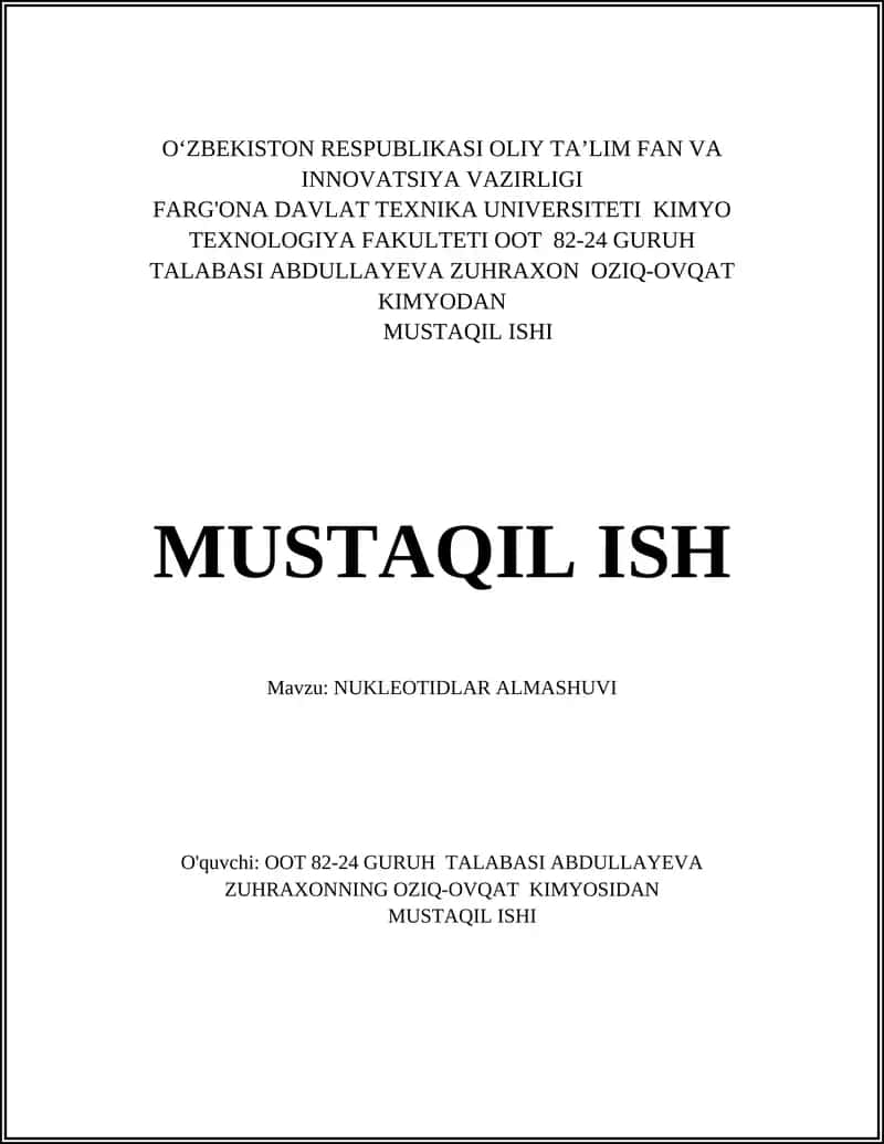 NUKLEOTIDLAR ALMASHUVI