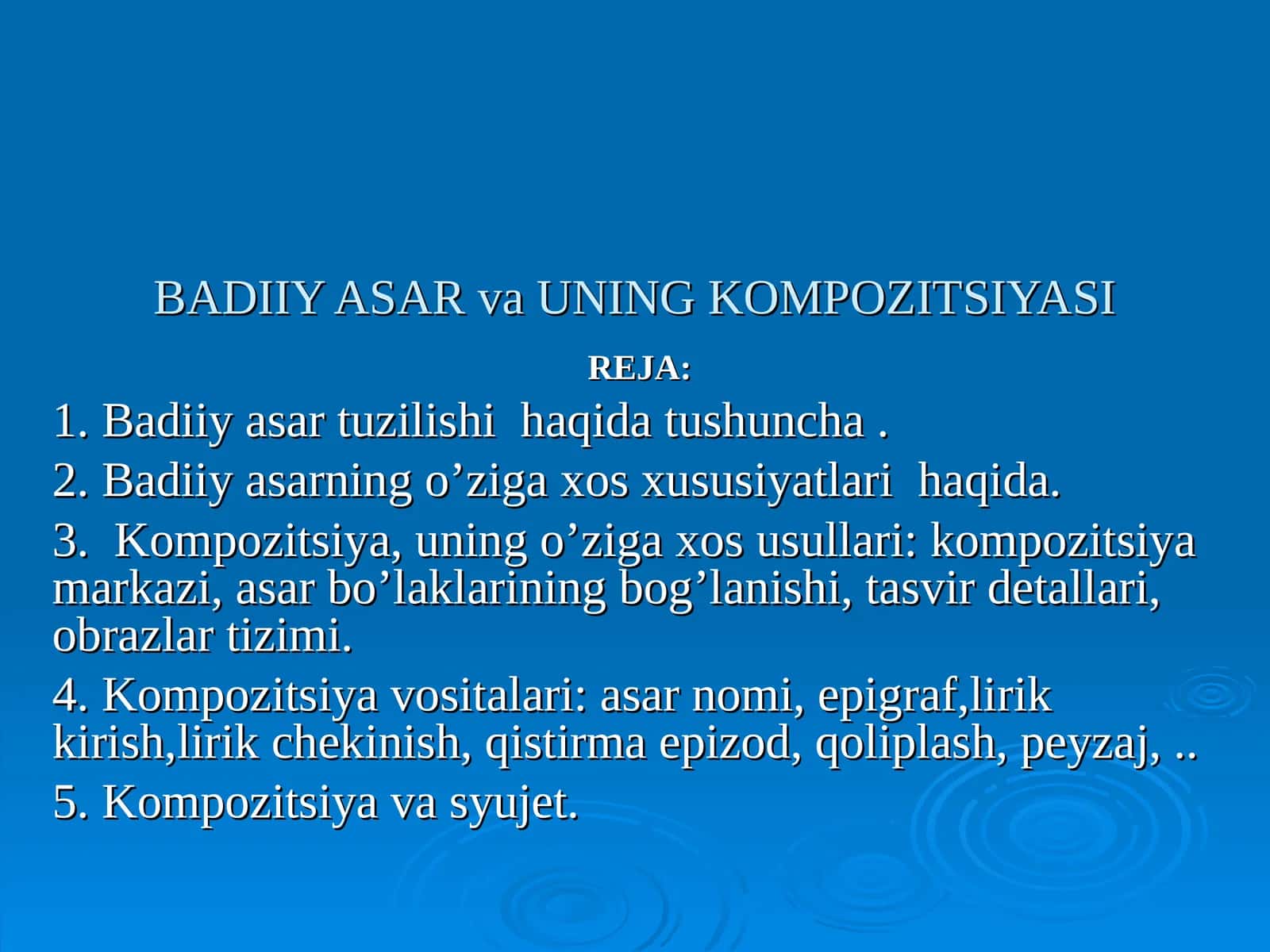BADIIY ASAR va UNING KOMPOZITSIYASI