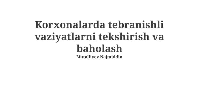 Tebranishli vaziyatlarni tekshirish