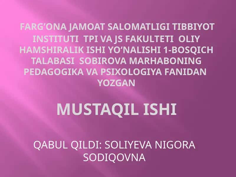 PSIXOLOGIK MOSLASHUVCHANLIK VA MUVOZANATNI BAHOLASH MEZONLARI