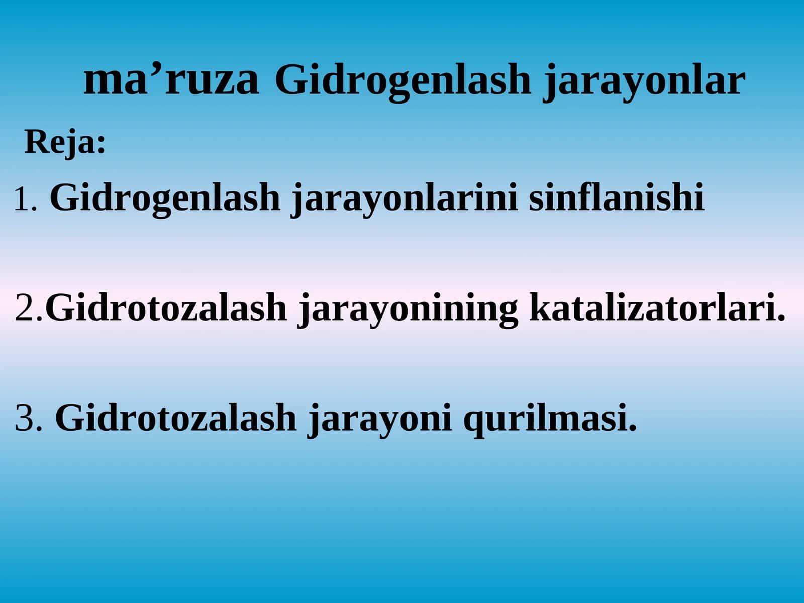 Gidrogenlash jarayonlari