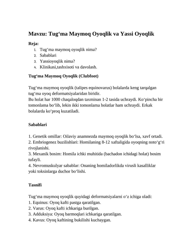 Tug‘ma Maymoq Oyoqlik