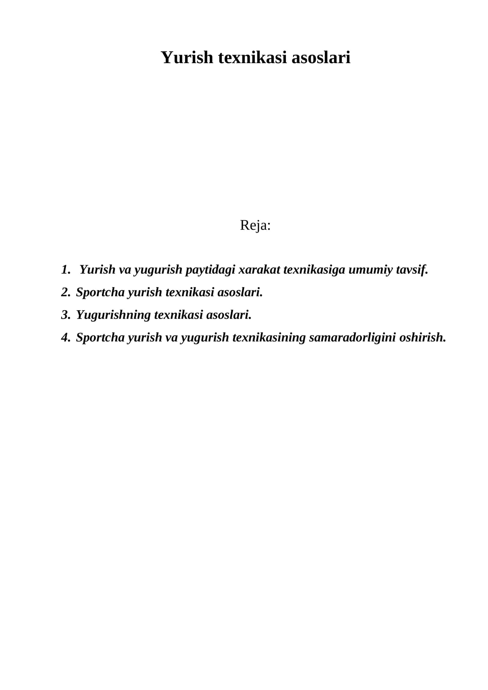 Yurish texnikasi asoslari