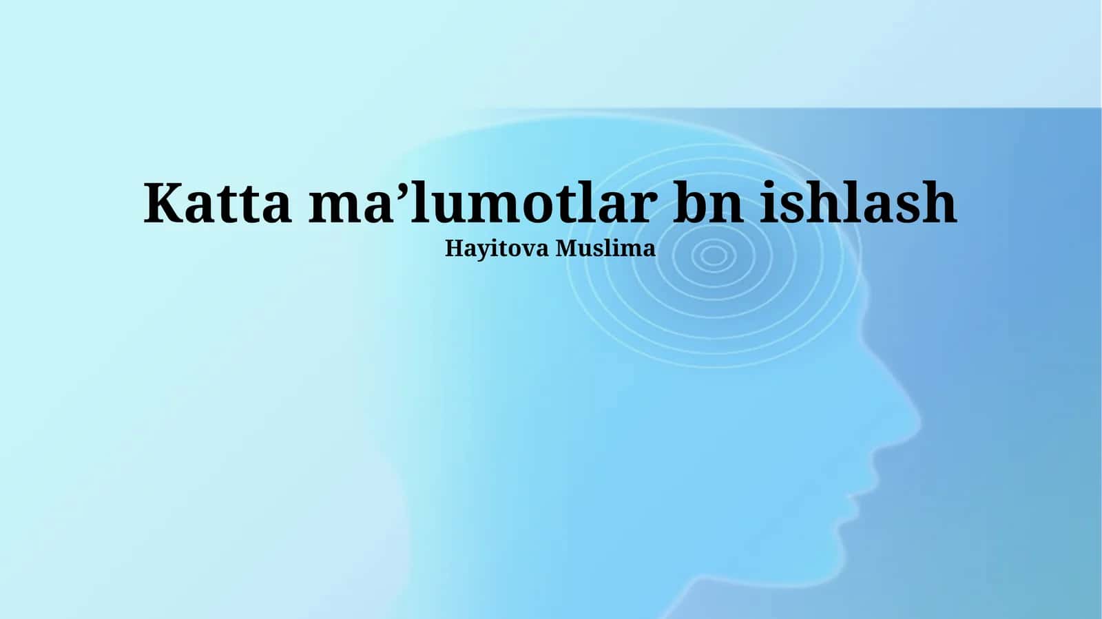 Katta Ma'lumotlar tahlili