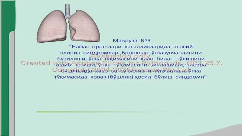 Нафас системаси касалликларидаги асосий клиник синдромлар