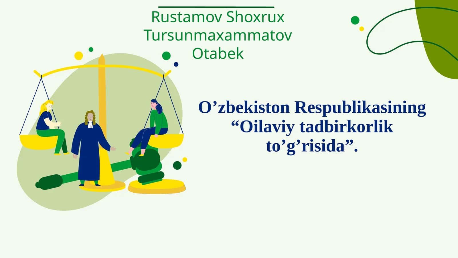 “Oilaviytadbirkorlik to’g’risida” darslik