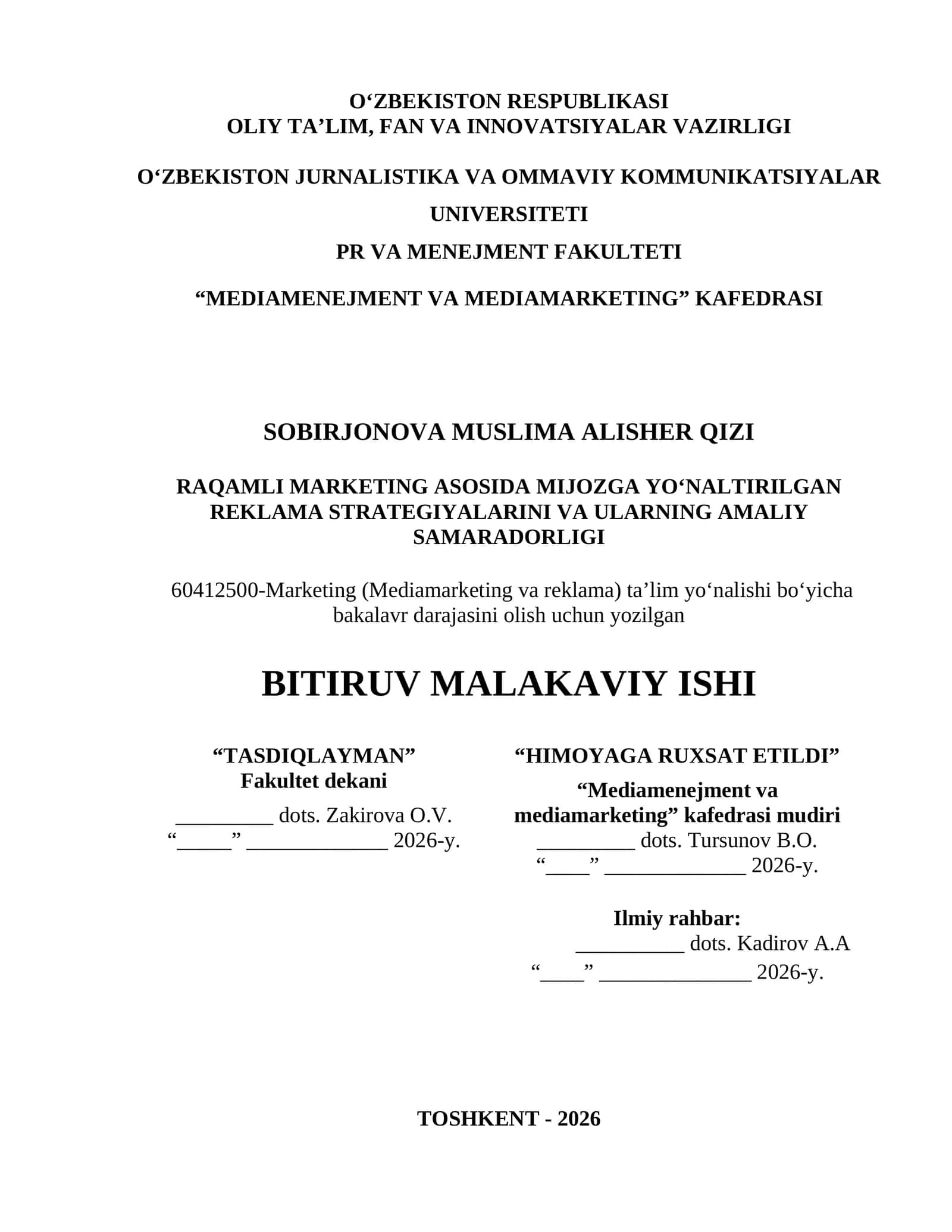 RAQAMLI MARKETINGDA MIJOZGA YO‘NALTIRILGAN REKLAMA STRATEGIYALARINING NAZARIY ASOSLARI
