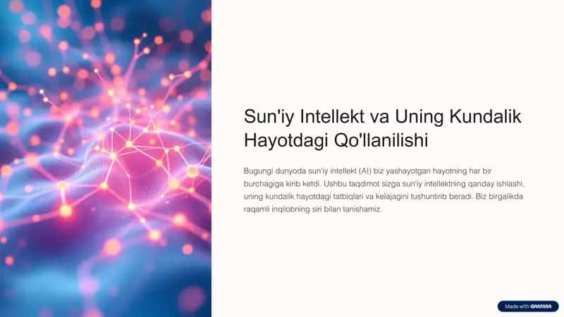 suniy intellekt va uning hayotdagi qollanishi