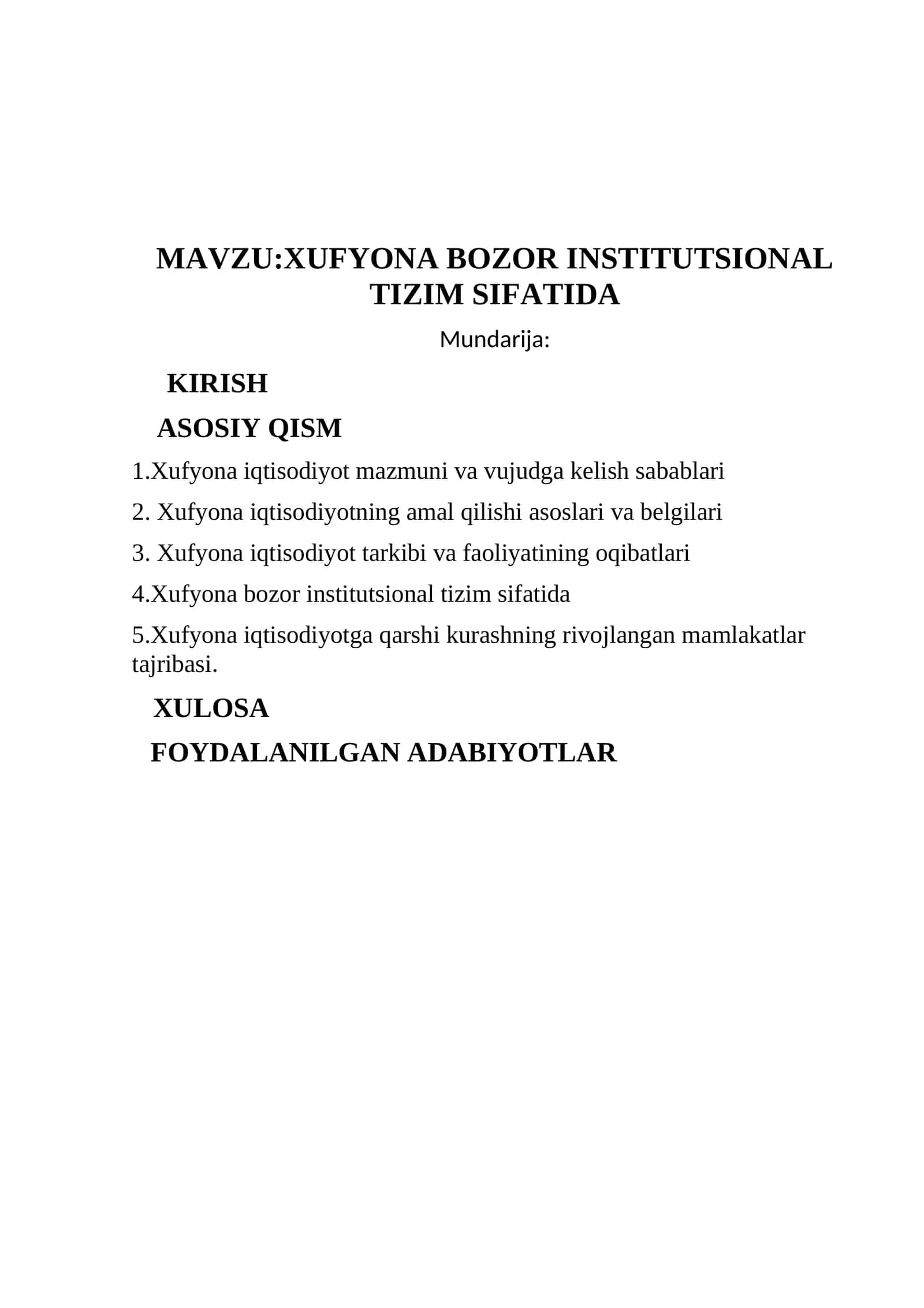 XUFYONA BOZOR INSTITUTSIONAL TIZIM SIFATIDA
