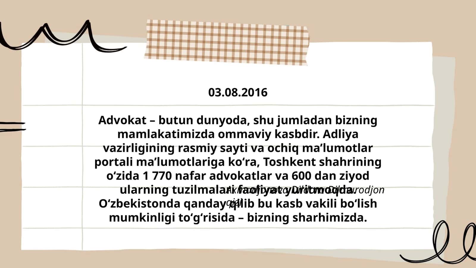Advokatlik kasbi to'g'risida