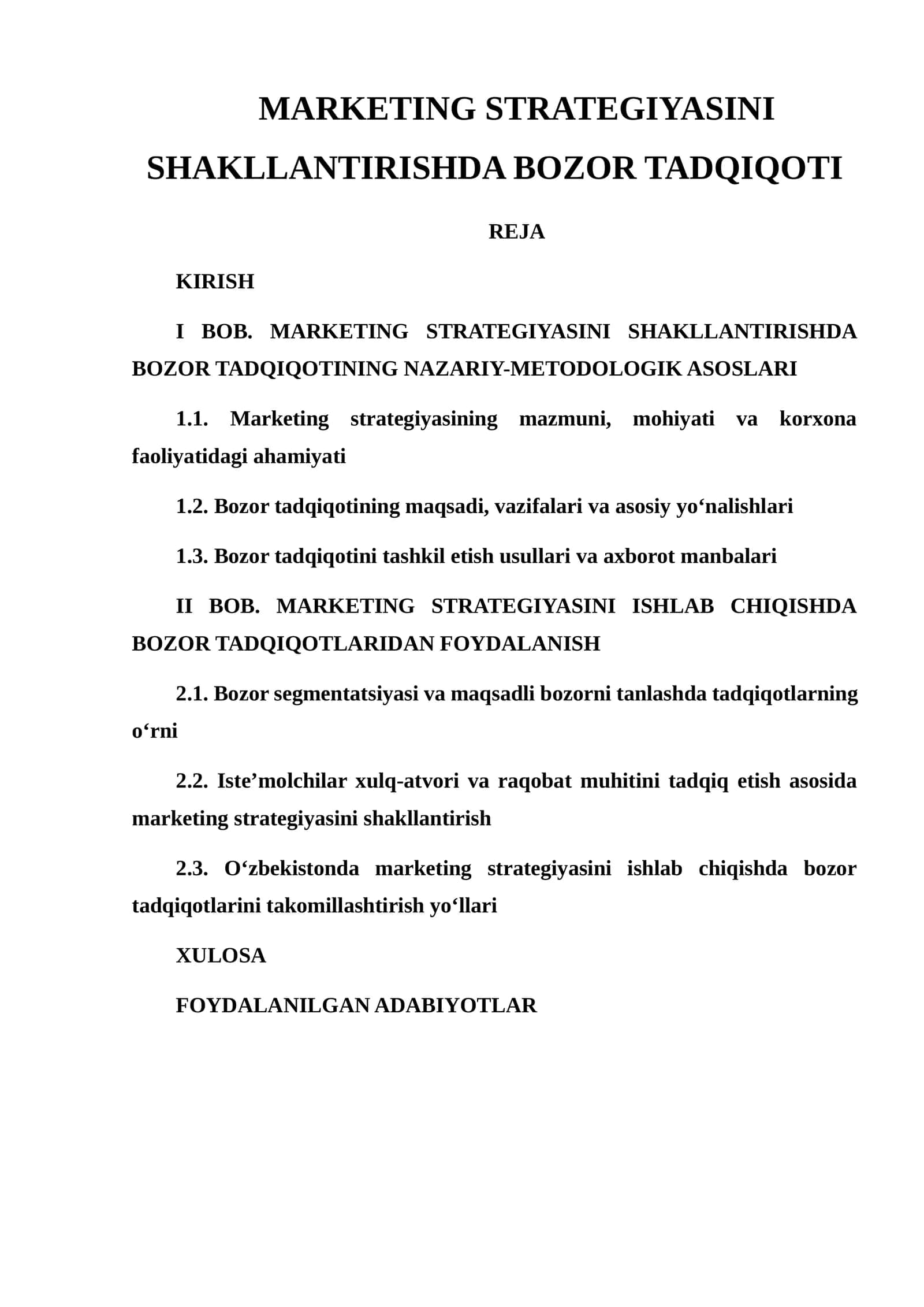BOZOR TADQIQOTI