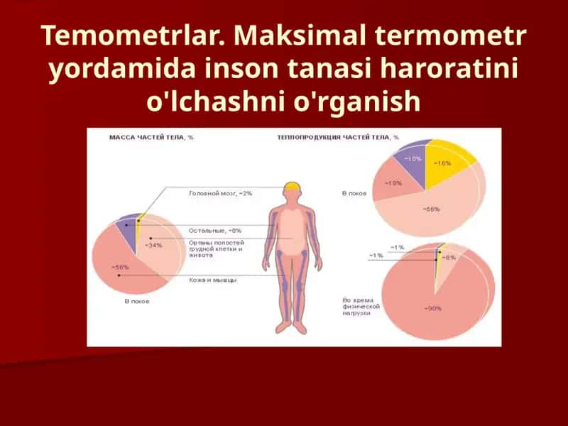 Temometrlar. Maksimal termometr yordamida inson tanasi haroratini o'lchashni o'rganish