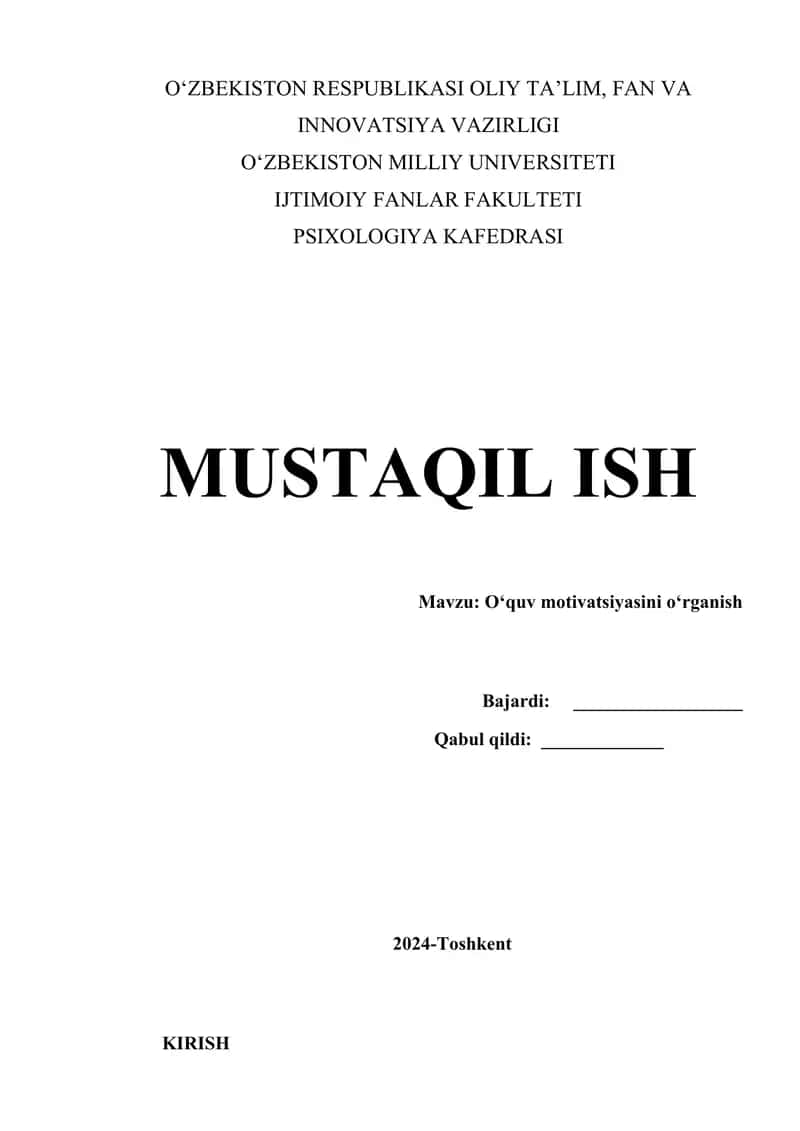 O‘quv motivatsiyasini o‘rganish