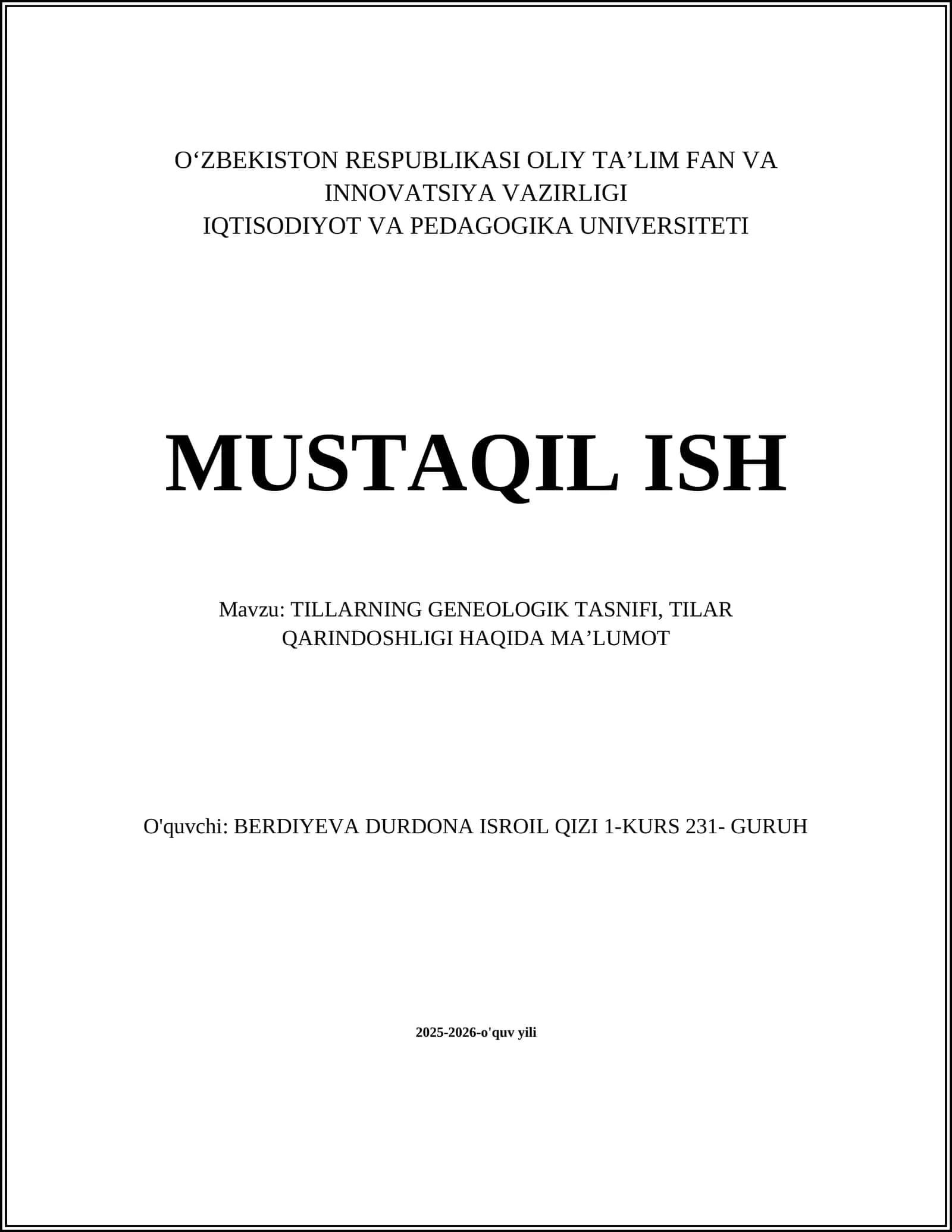 Tillarning geneologik tasnifi