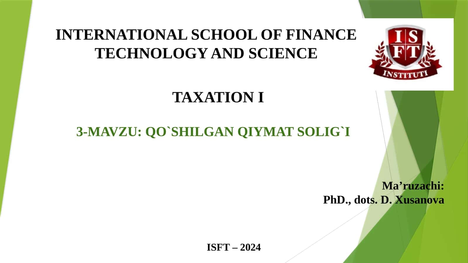 QO`SHILGAN QIYMAT SOLIG`I (VAT)
