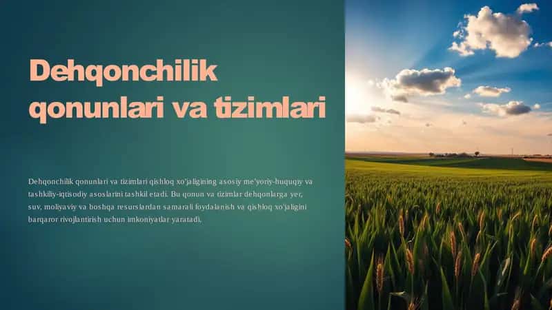 Dehqonchilik qonunlari va tizimlari
