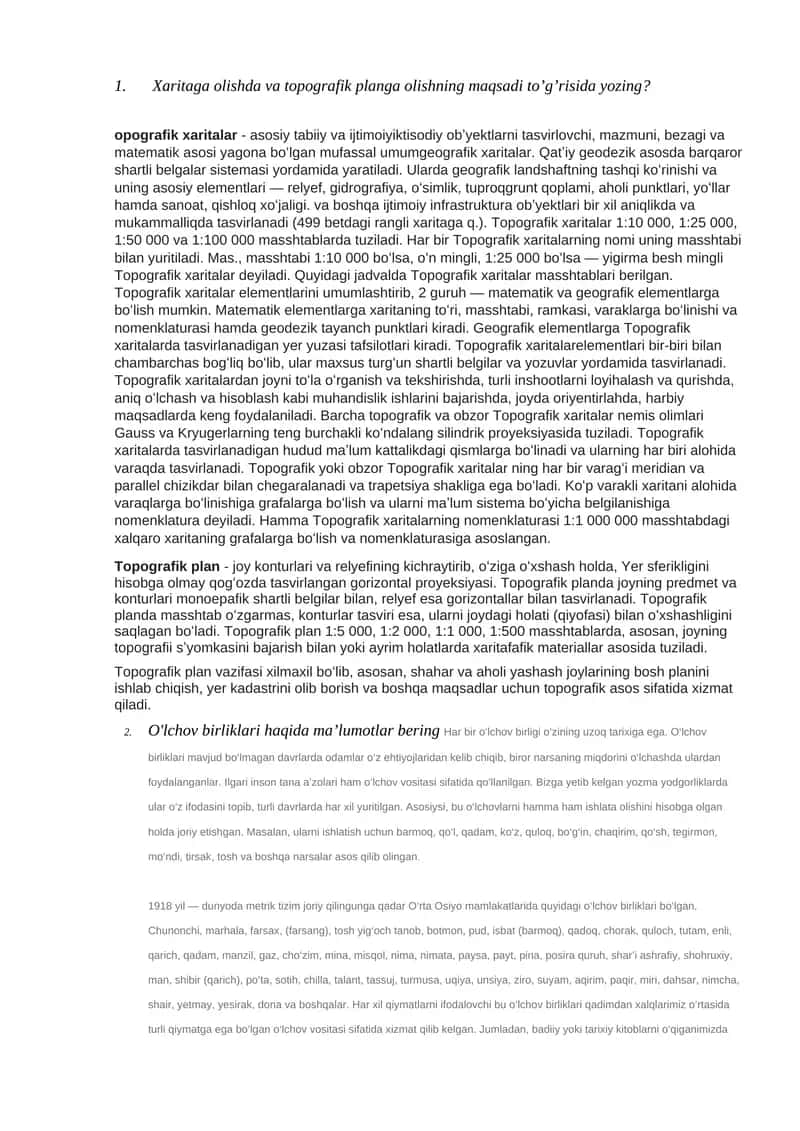 Topografik xaritalar