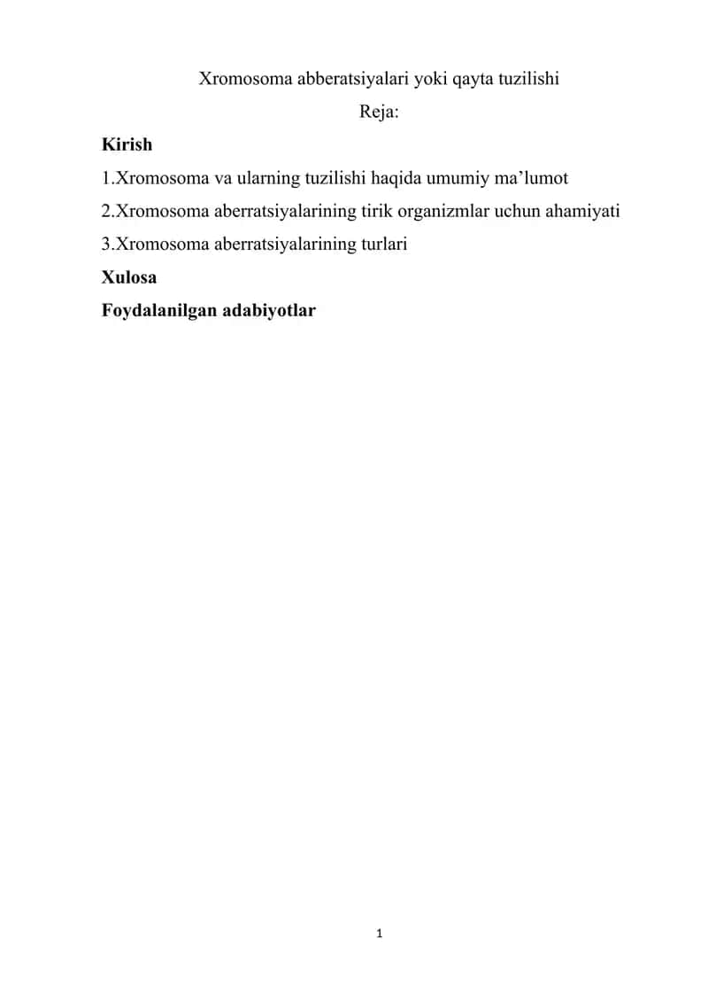 Xromosoma abberatsiyalari yoki qayta tuzilishi