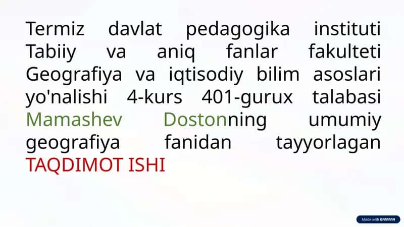 Yer yuzasining doimiy o’zgarishi