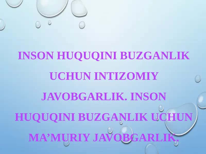 Inson Huquqini Buzganlik Uchun Intizomiy Javobgarlik