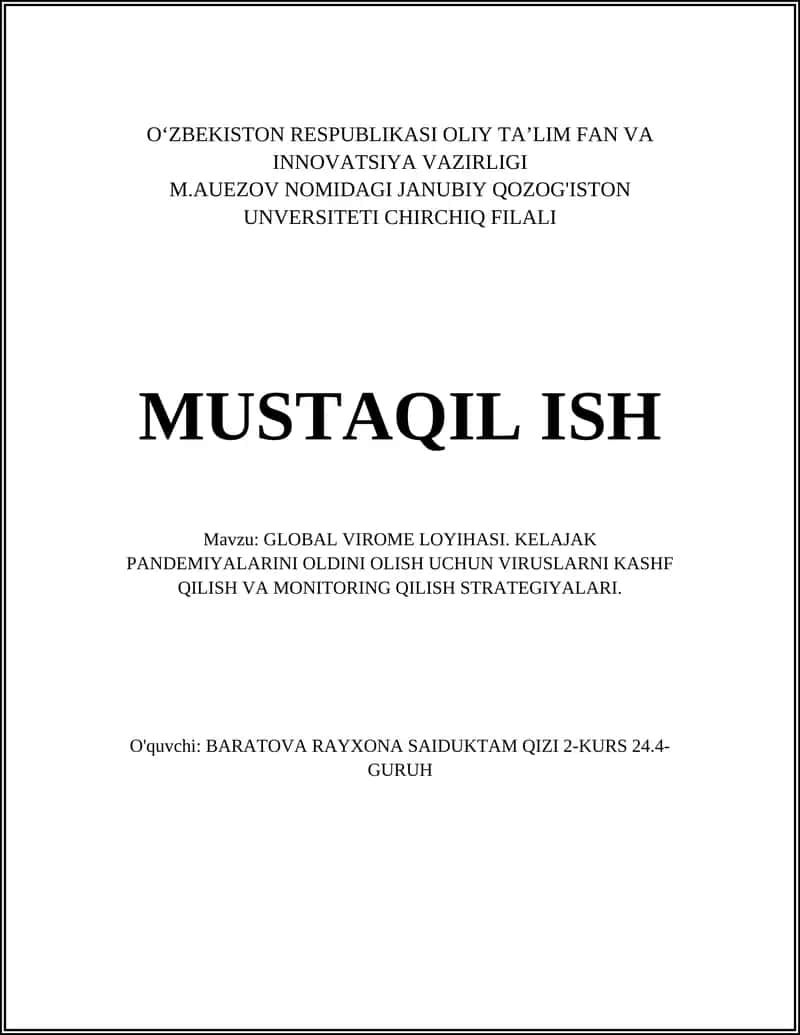 GLOBAL VIROME LOYIHASI