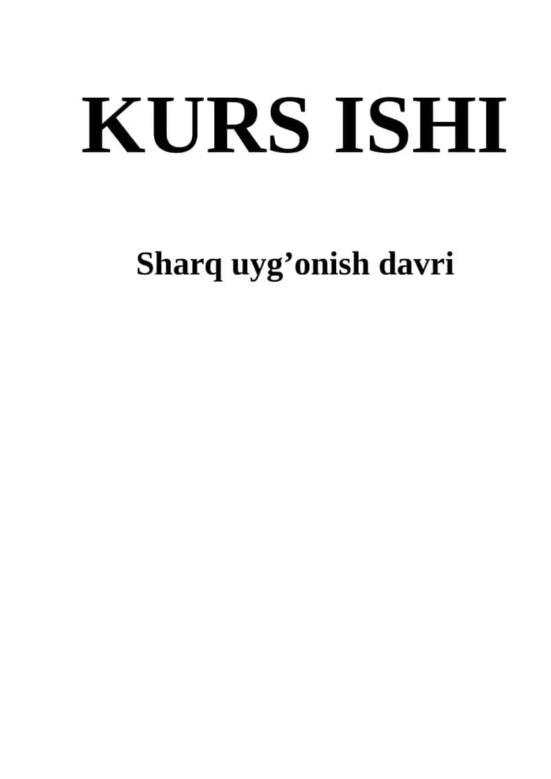 Sharq uyg’onish davri