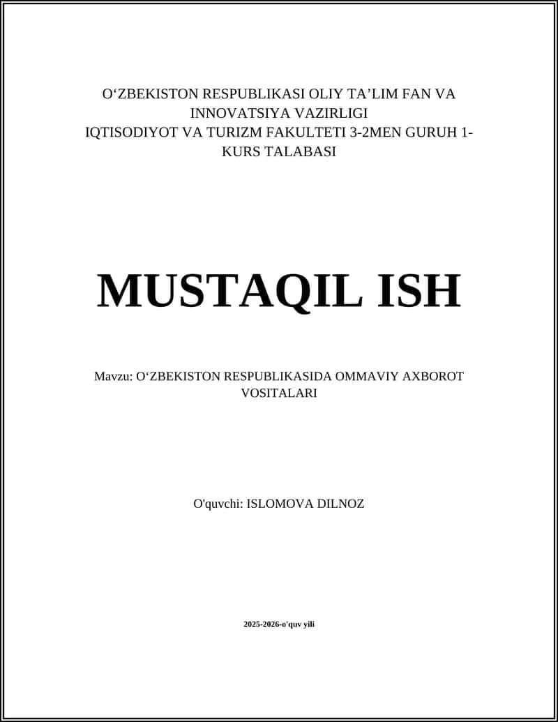 Oʻzbekistonda ommaviy axborot vositalari