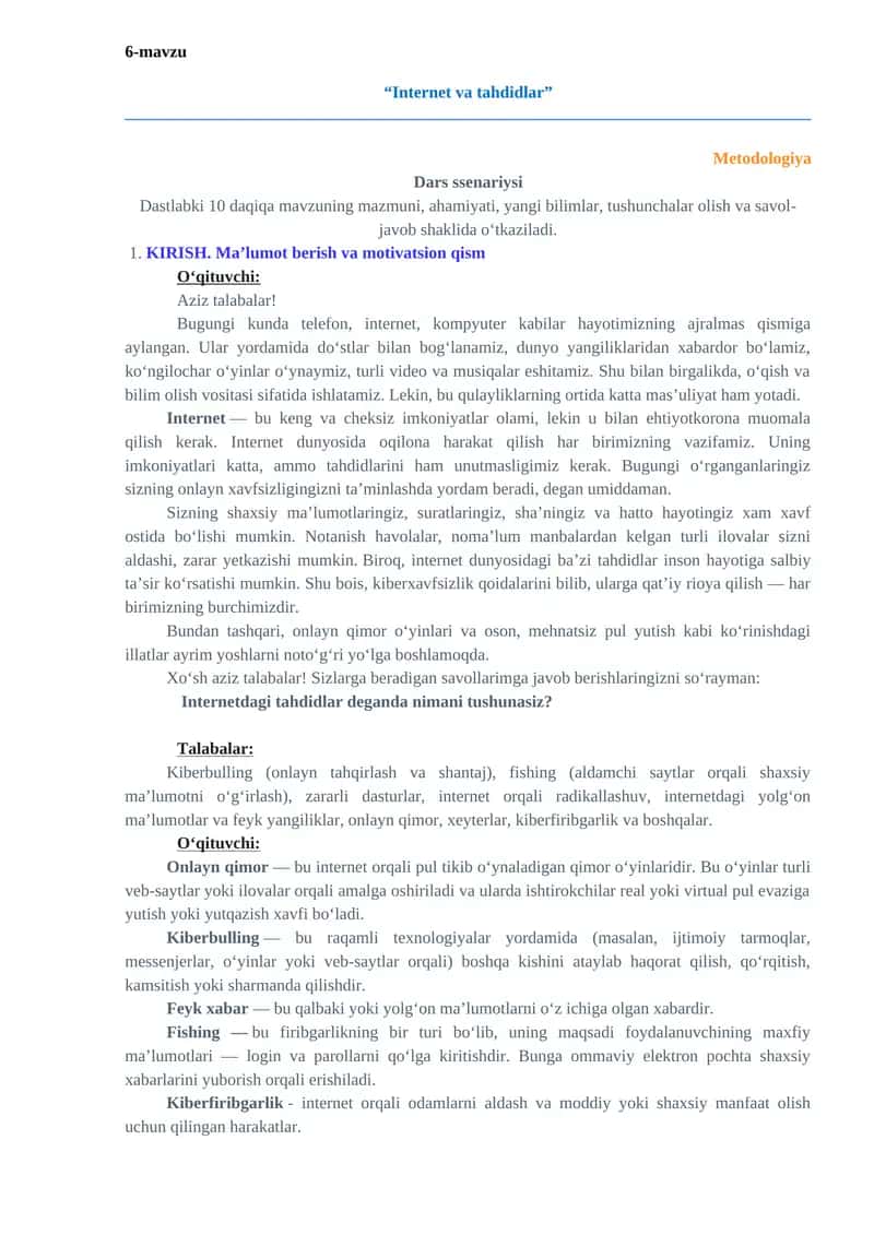 Internet va tahdidlar