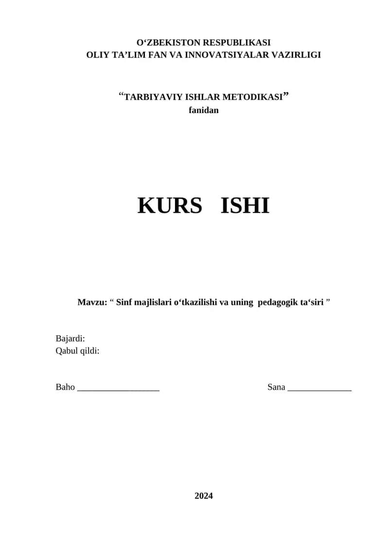 Sinf majlislari o‘tkazilishi va uning pedagogik ta‘siri