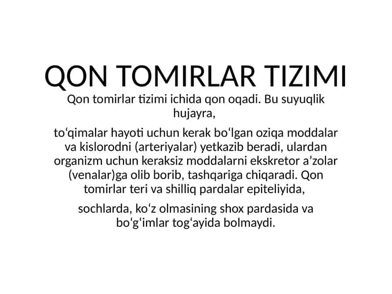 Qon tomirlar tizimi