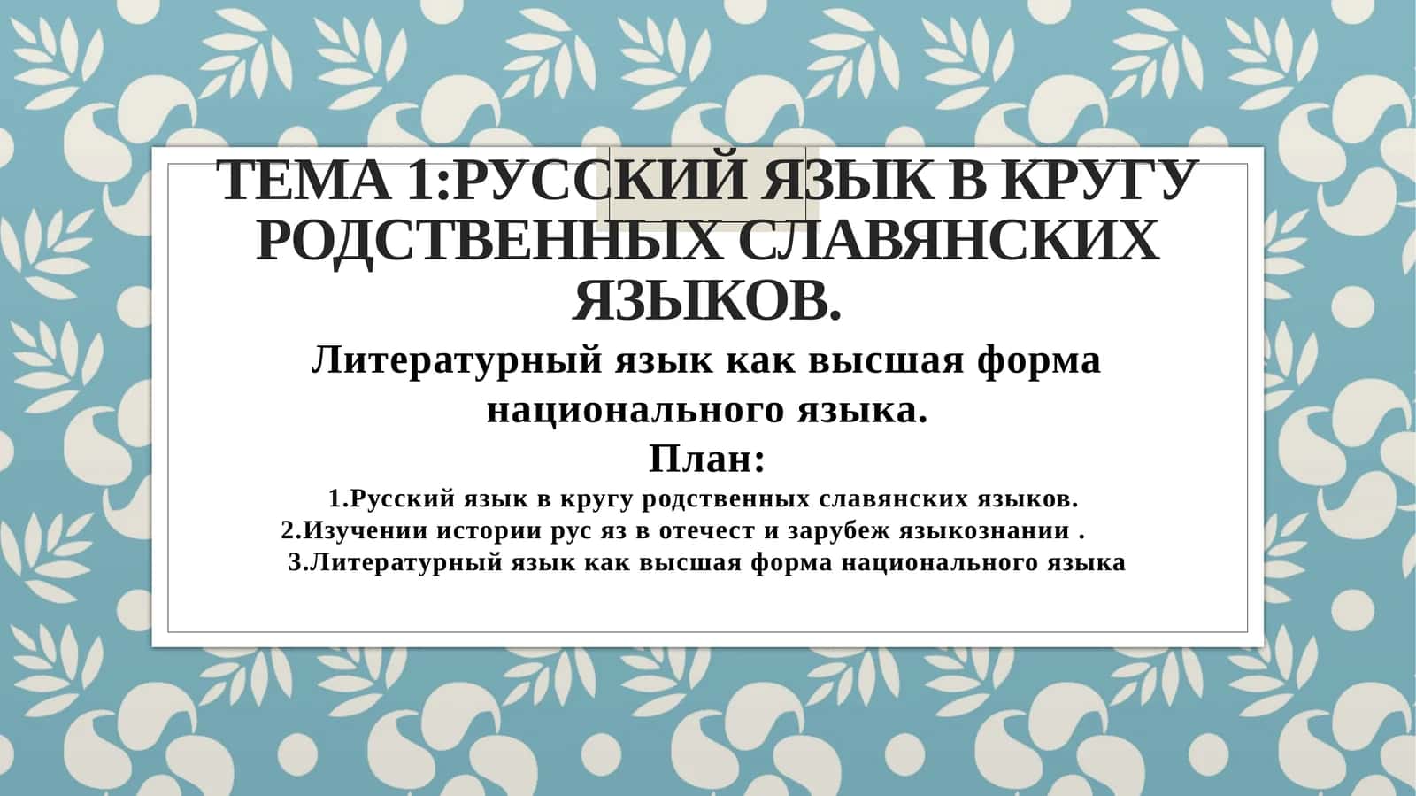 Русский язык в кругу родственных славянских языков